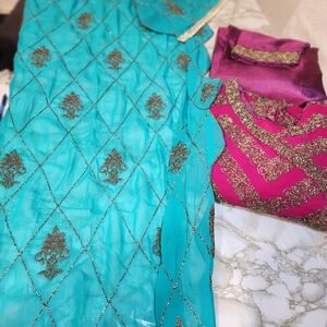 Elegant Green and Pink Dress For Indian Pakistani Style Party